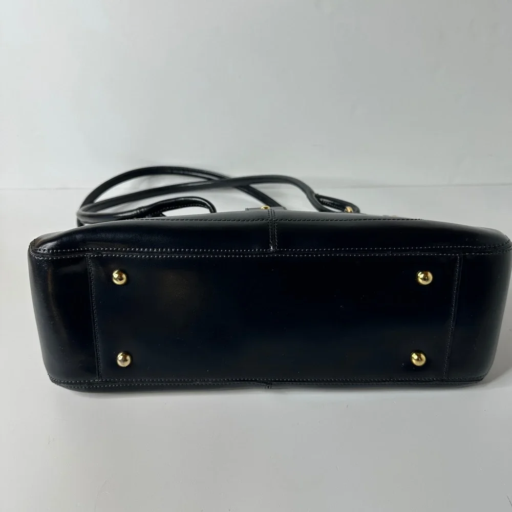 Cromia Navy Blue Leather Shoulder Bag Made in Italy Gold Tone Hardware READ